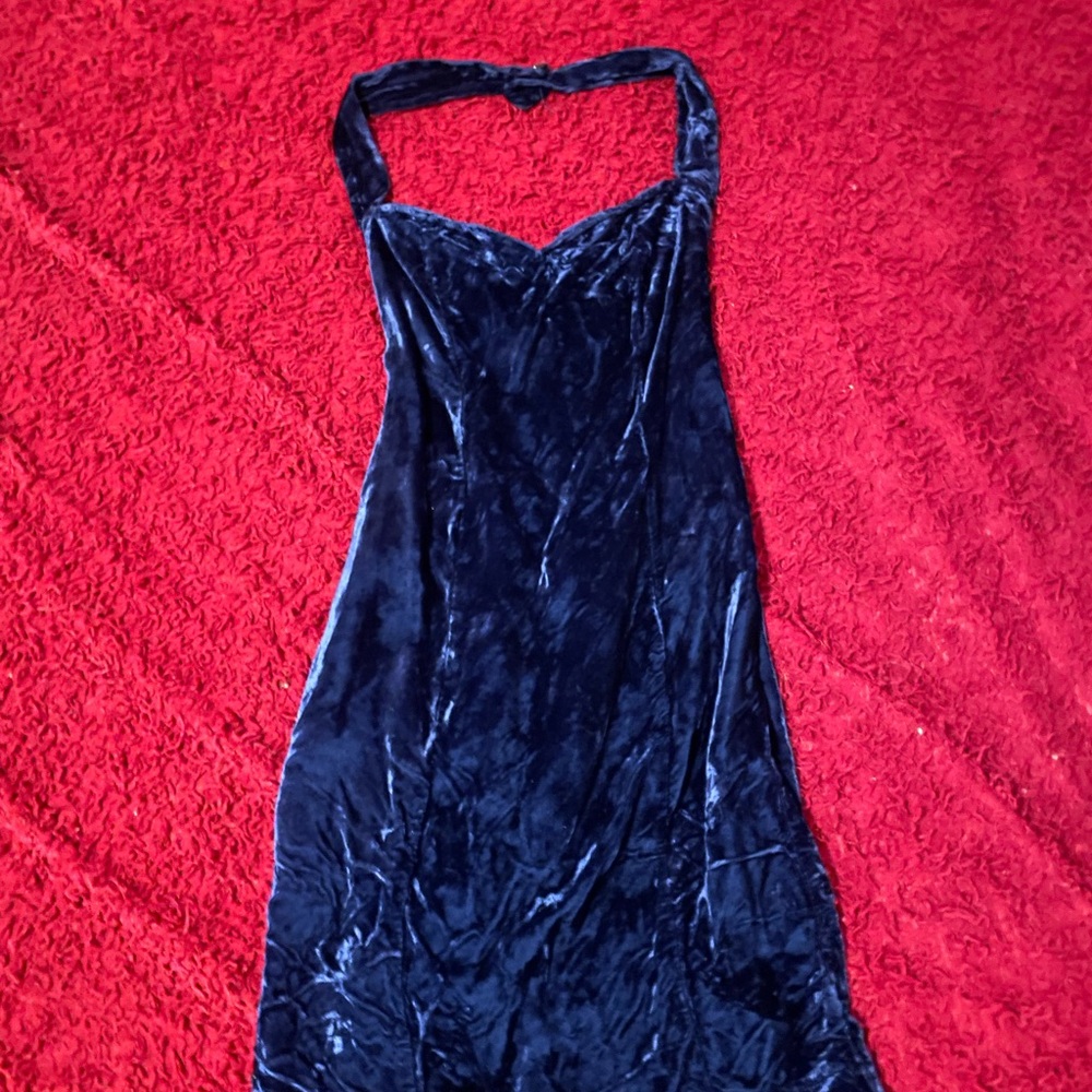 Betsey Johnson Deep Blue Velvet Dress Punk Label